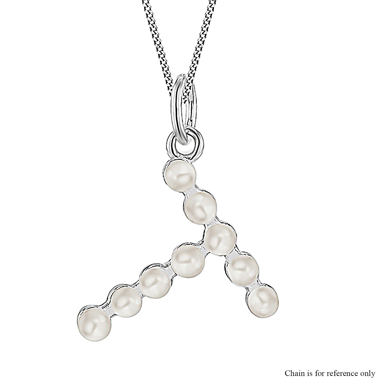 Fresh Water Pearl Initial T  Pendant in Sterling Silver
