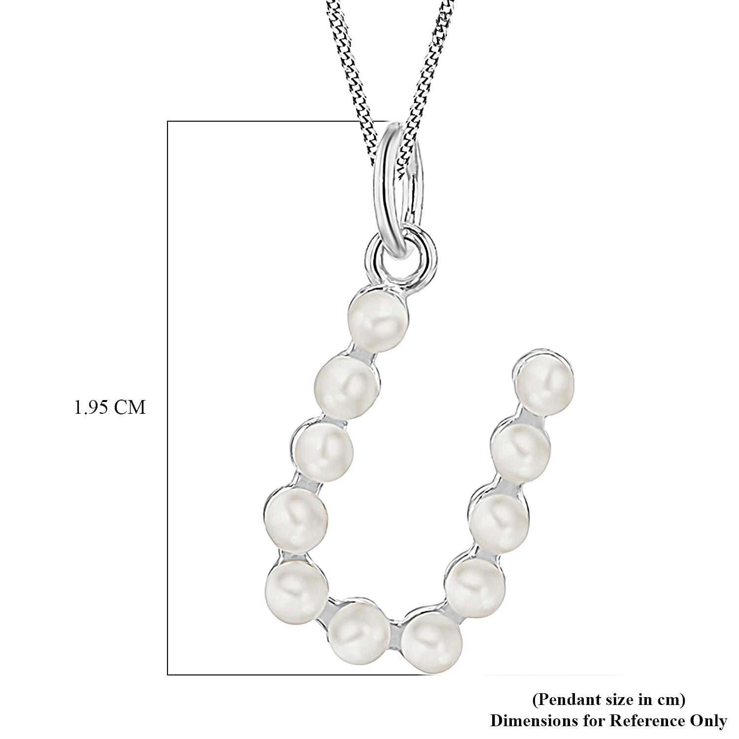 Fresh Water Pearl Initial U Pendant in Sterling Silver