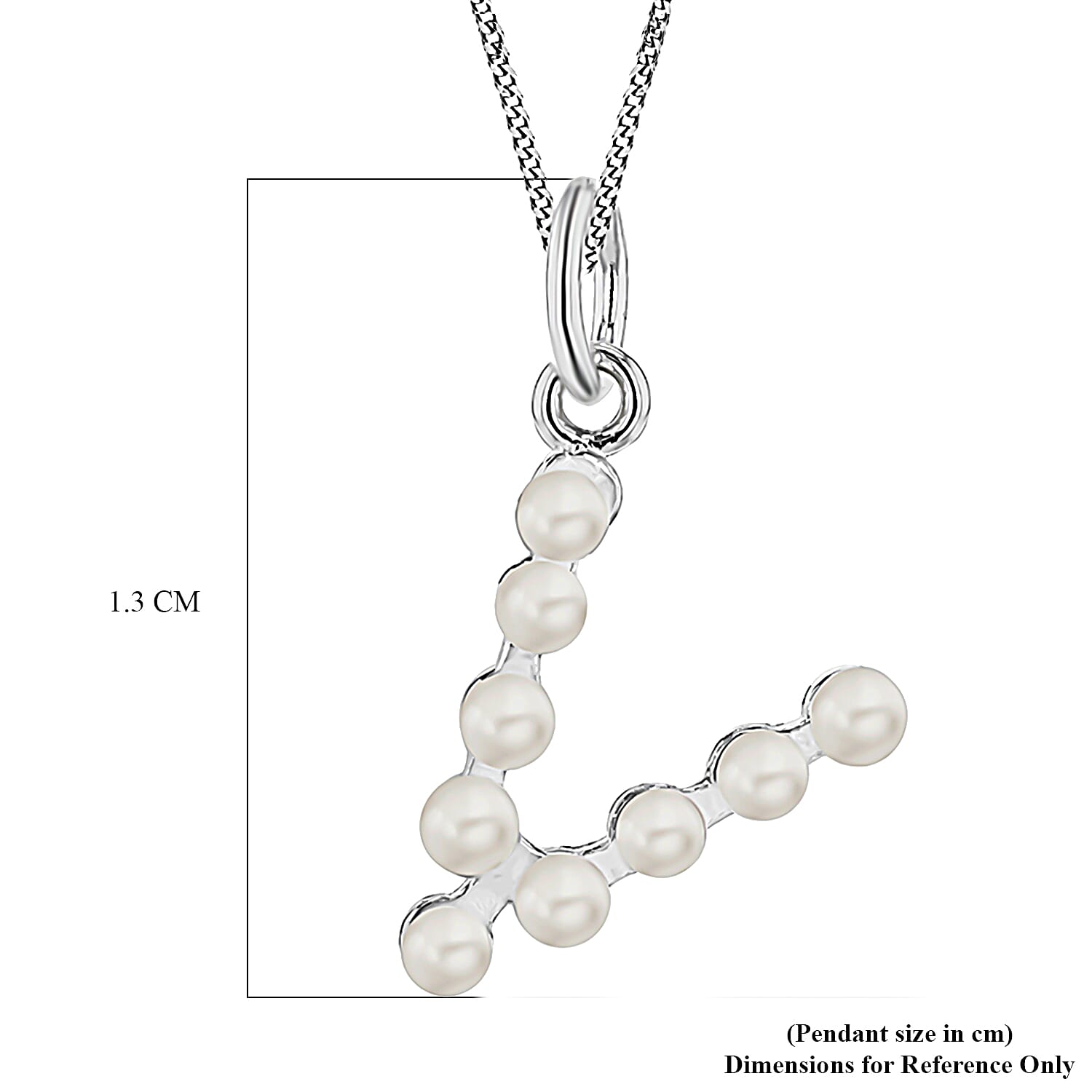 Fresh Water Pearl Initial V Pendant in Sterling Silver