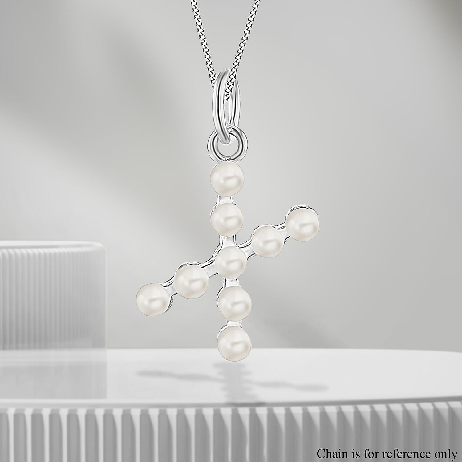 Fresh Water Pearl Initial W Pendant in Sterling Silver