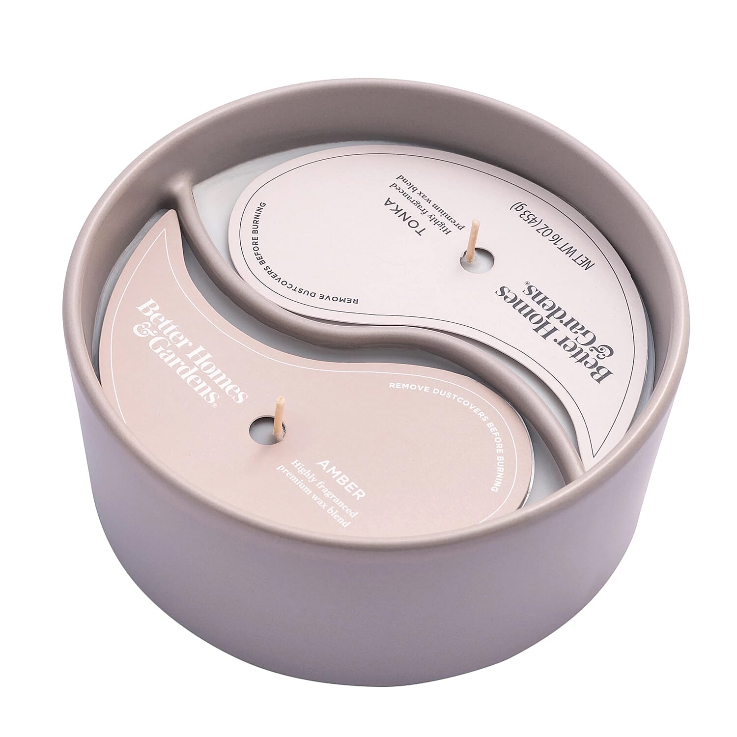 Set of 2 - Duo Candle Jar - Amber & Tonka and Orange Blossom & Jasmine - Grey and Pink