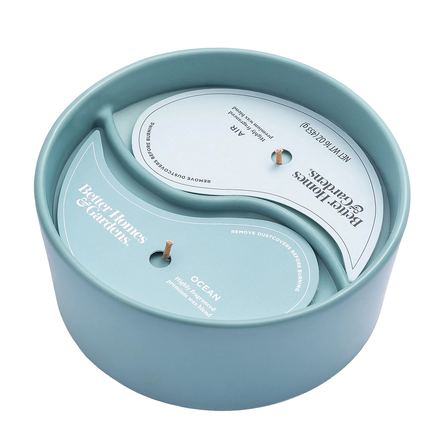 Set of 2 - Duo Candle Jar - Neroli & Bergamot and Ocean & Air - Teal and Turquoise