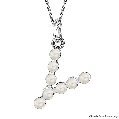 Fresh Water Pearl Initial Y Pendant in Sterling Silver