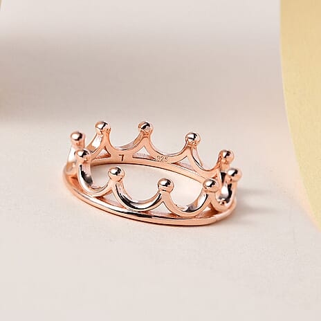 18K Vermeil Rose Gold Plated Sterling Silver Crown Ring
