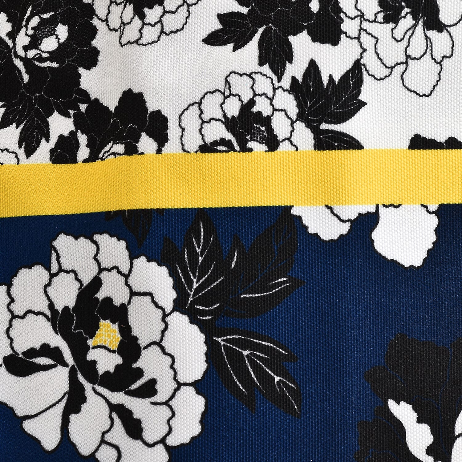 KTD by Kenzo Takada Leather and Cotton Canvas Floral Printed Tote Bag - Blue & White