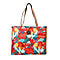 KTD by Kenzo Takada Leather and Cotton Canvas Floral Printed Tote Bag - Navy