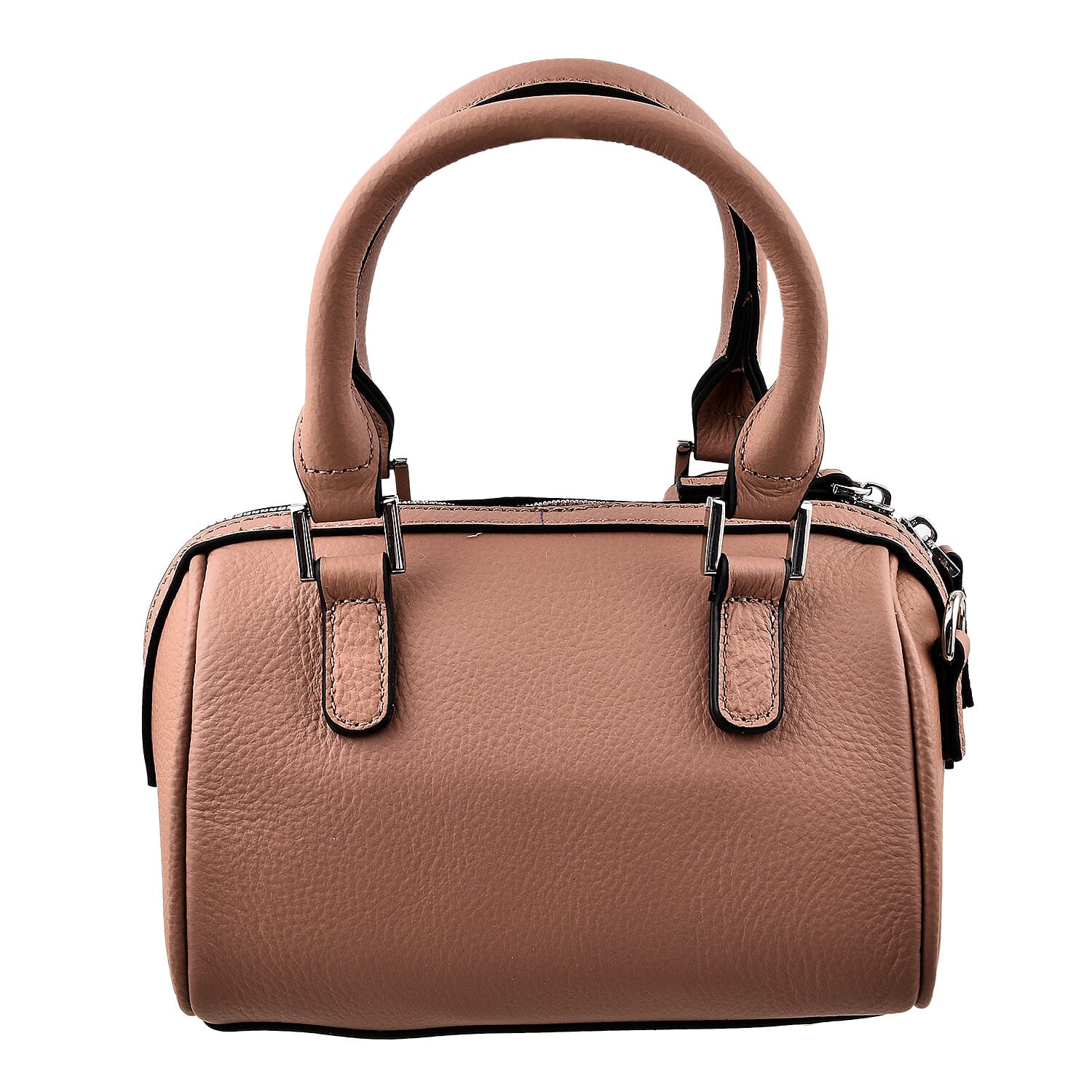 KTD by Kenzo Takada Leather Mini City Tote Bag with Top Handle & a Tassel Charm - Pink