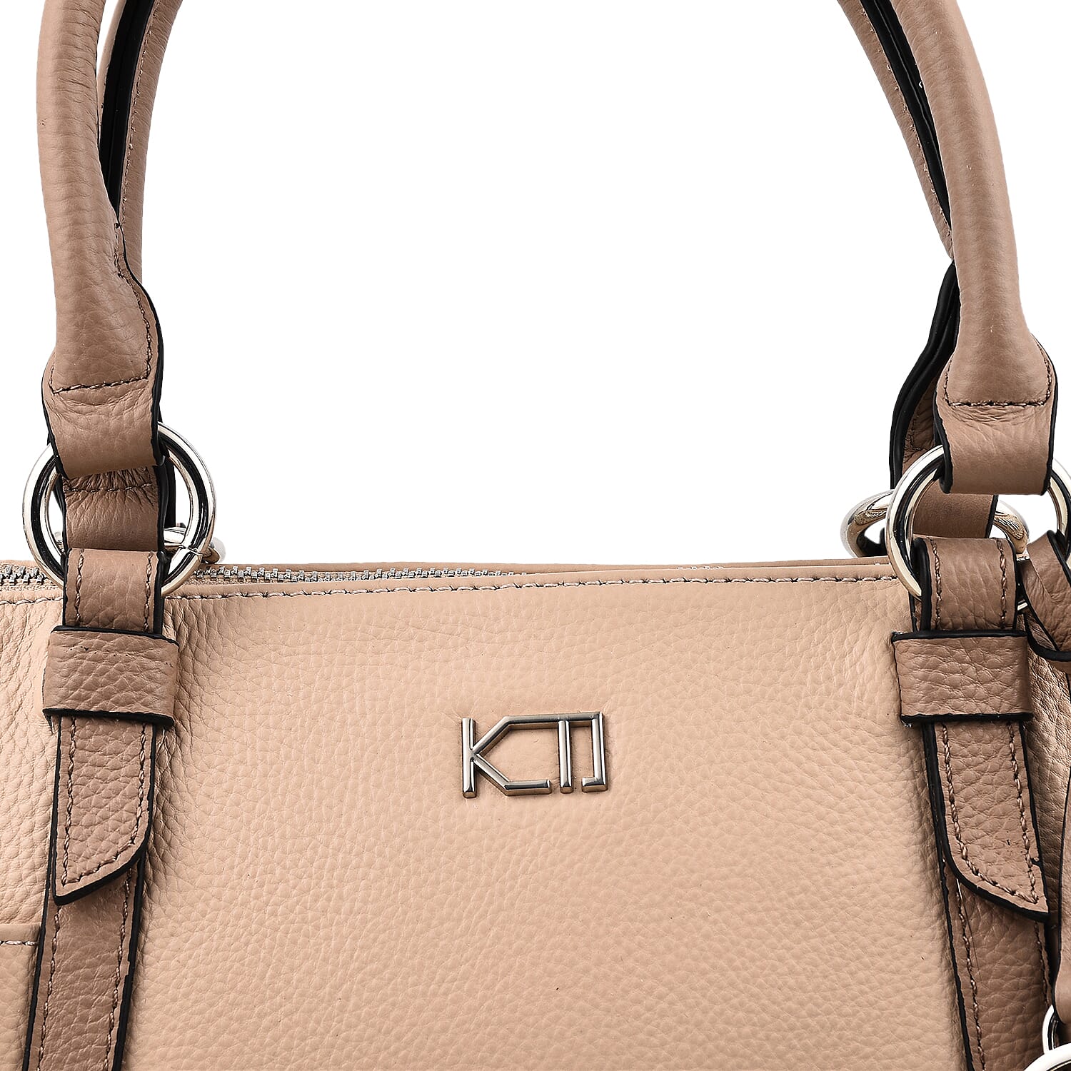 Kenzo Tumble Full Grain Leather Classic Top Handle Tote Bag with Crossbody Strap - Black