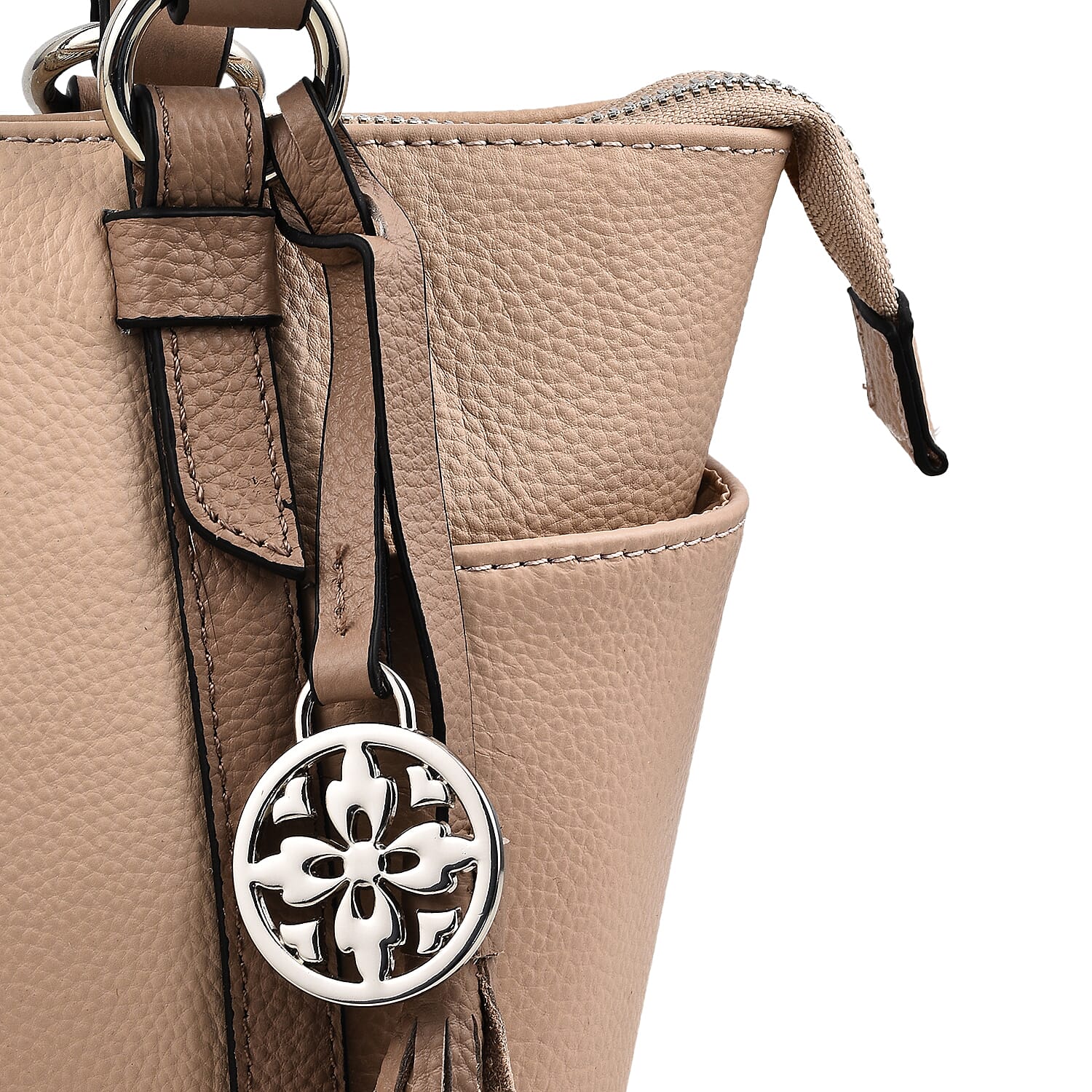 Kenzo Tumble Full Grain Leather Classic Top Handle Tote Bag with Crossbody Strap - Black