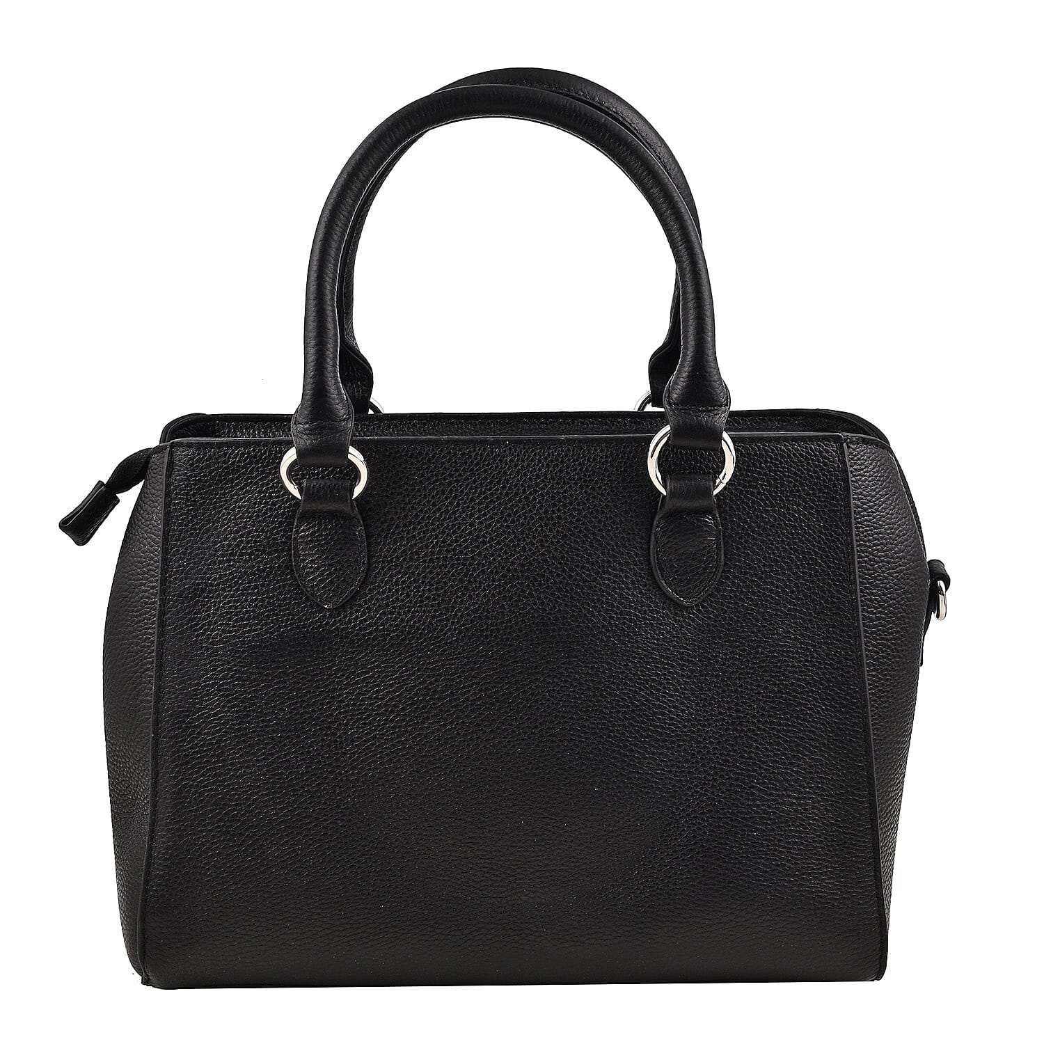 KTD by Kenzo Takada Leather Classic Top Handle Tote Bag with Crossbody Strap - Black