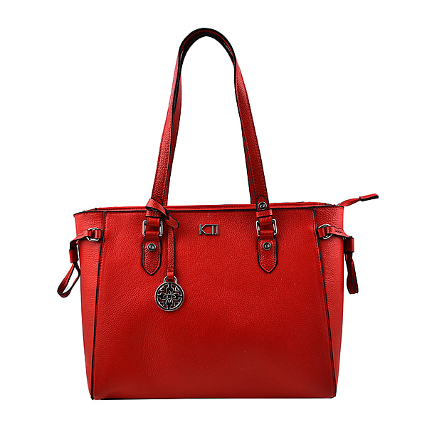 KTD by Kenzo Takada Leather Drawstring Tote Bag with Charm - Red ...