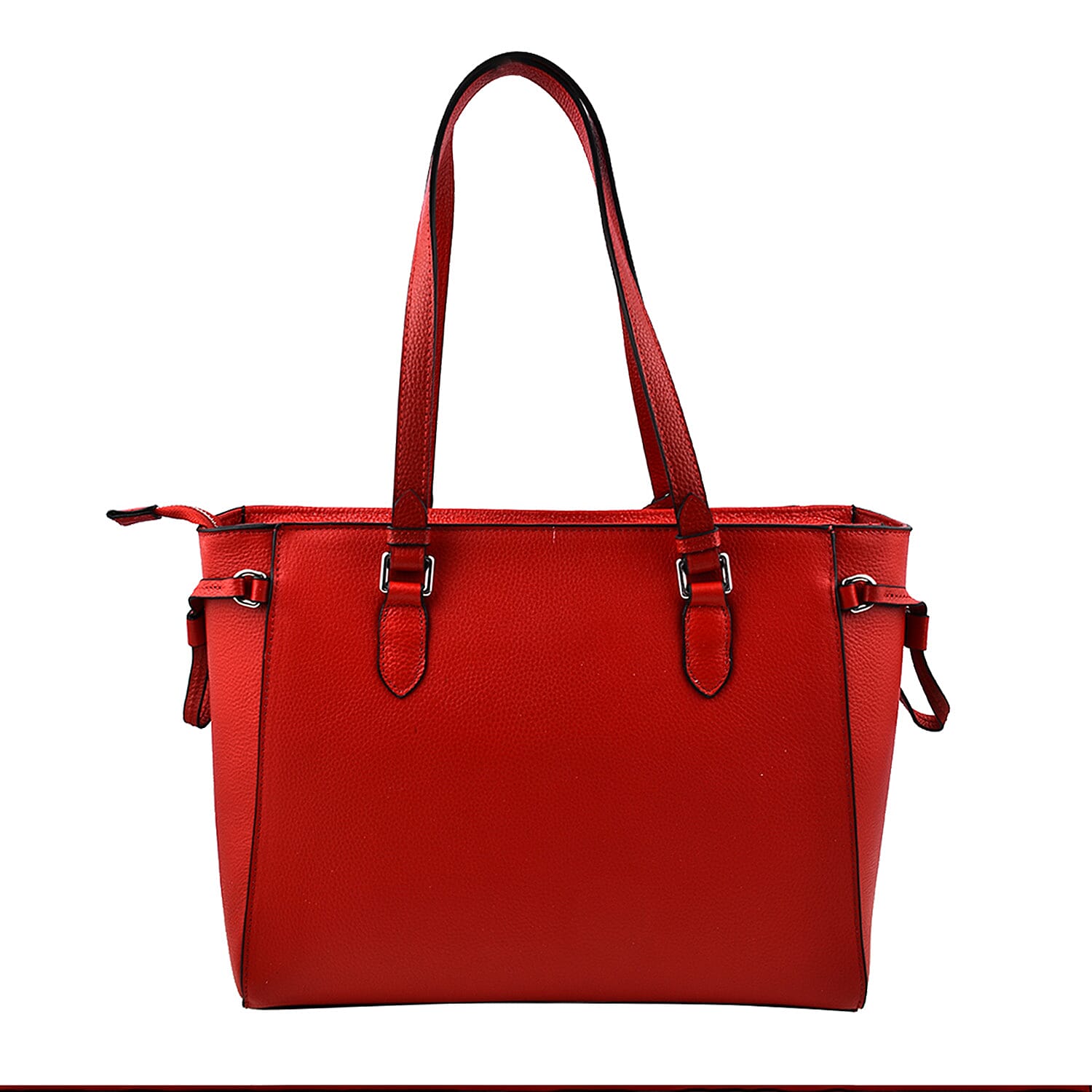 KTD by Kenzo Takada Leather Drawstring Tote Bag with Charm - Red