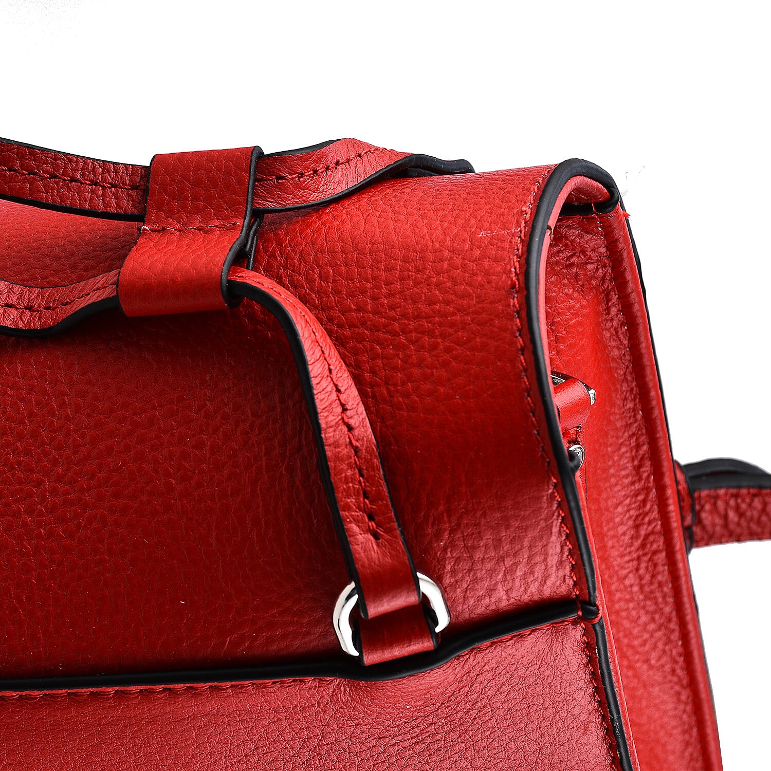 KTD by Kenzo Takada Leather Drawstring Tote Bag with Charm - Red