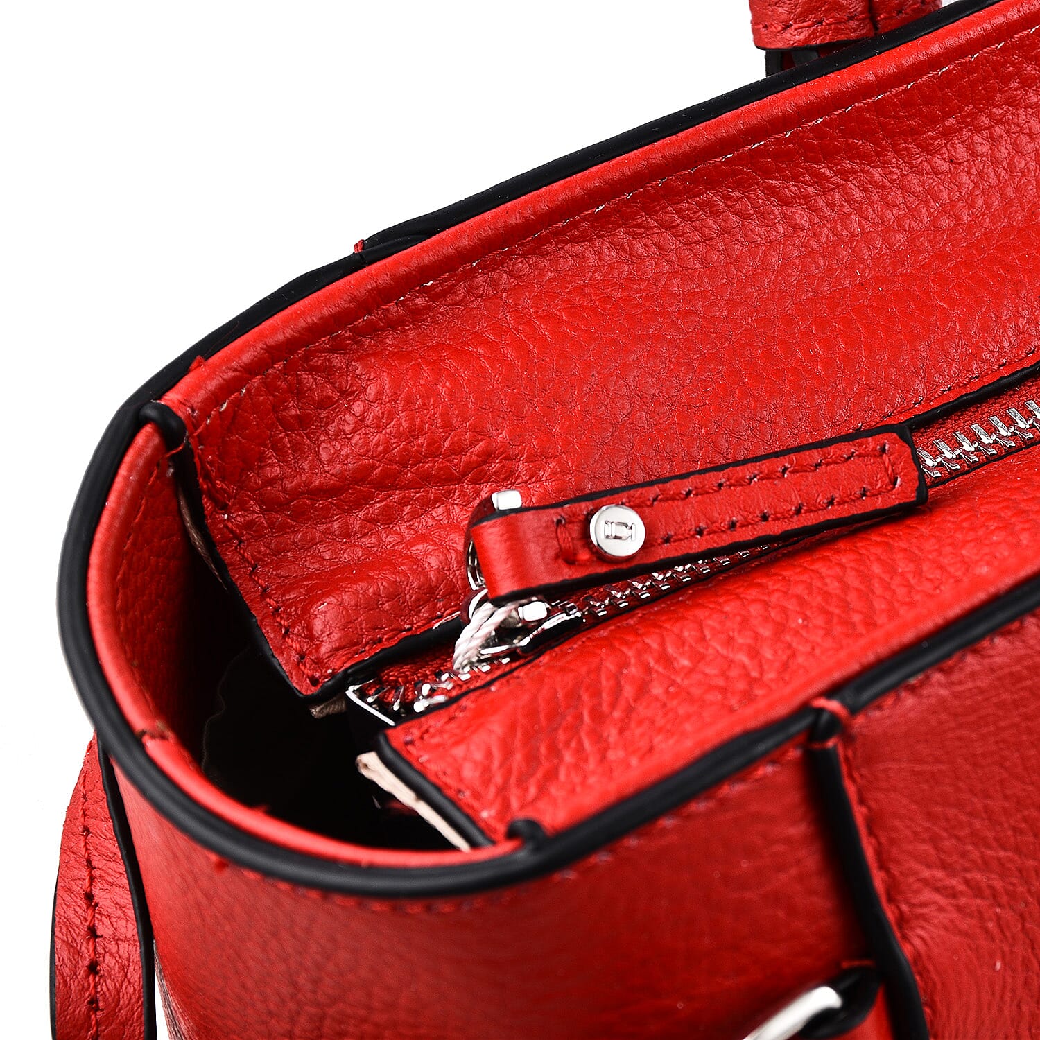 KTD by Kenzo Takada Leather Drawstring Tote Bag with Charm - Red