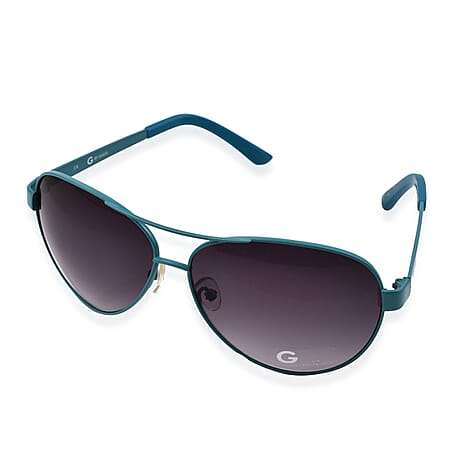 GUESS Women Rimless Mask Sunglasses with Blue Lenses - Grey