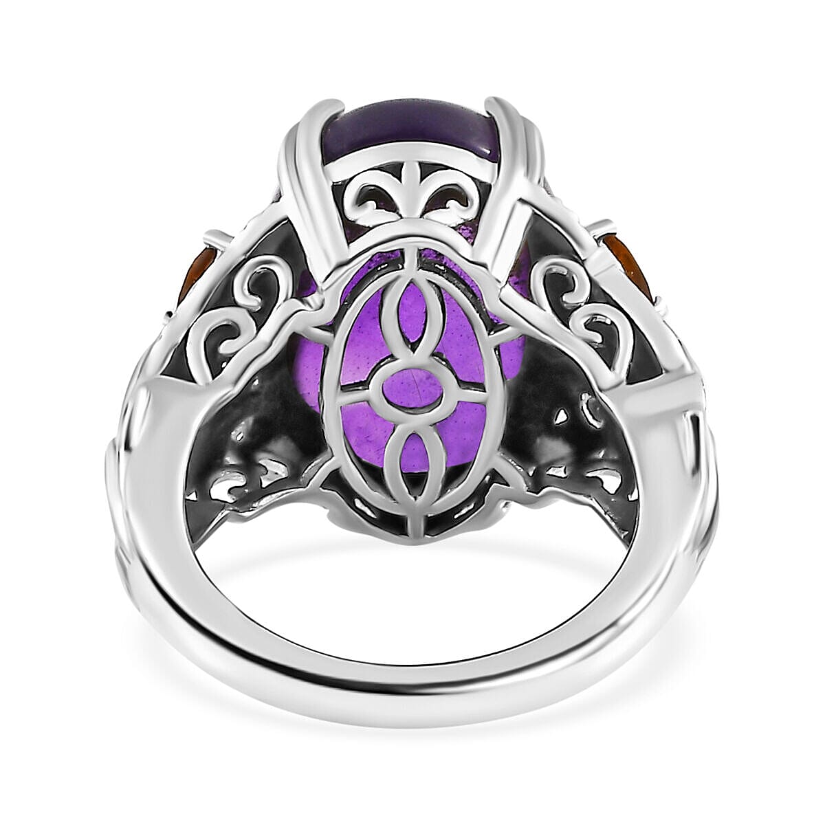 Amethyst and Multi-Tourmaline Ring in Platinum Overlay Sterling Silver 13.32 Ct, Silver Wt. 5.28 Gms.