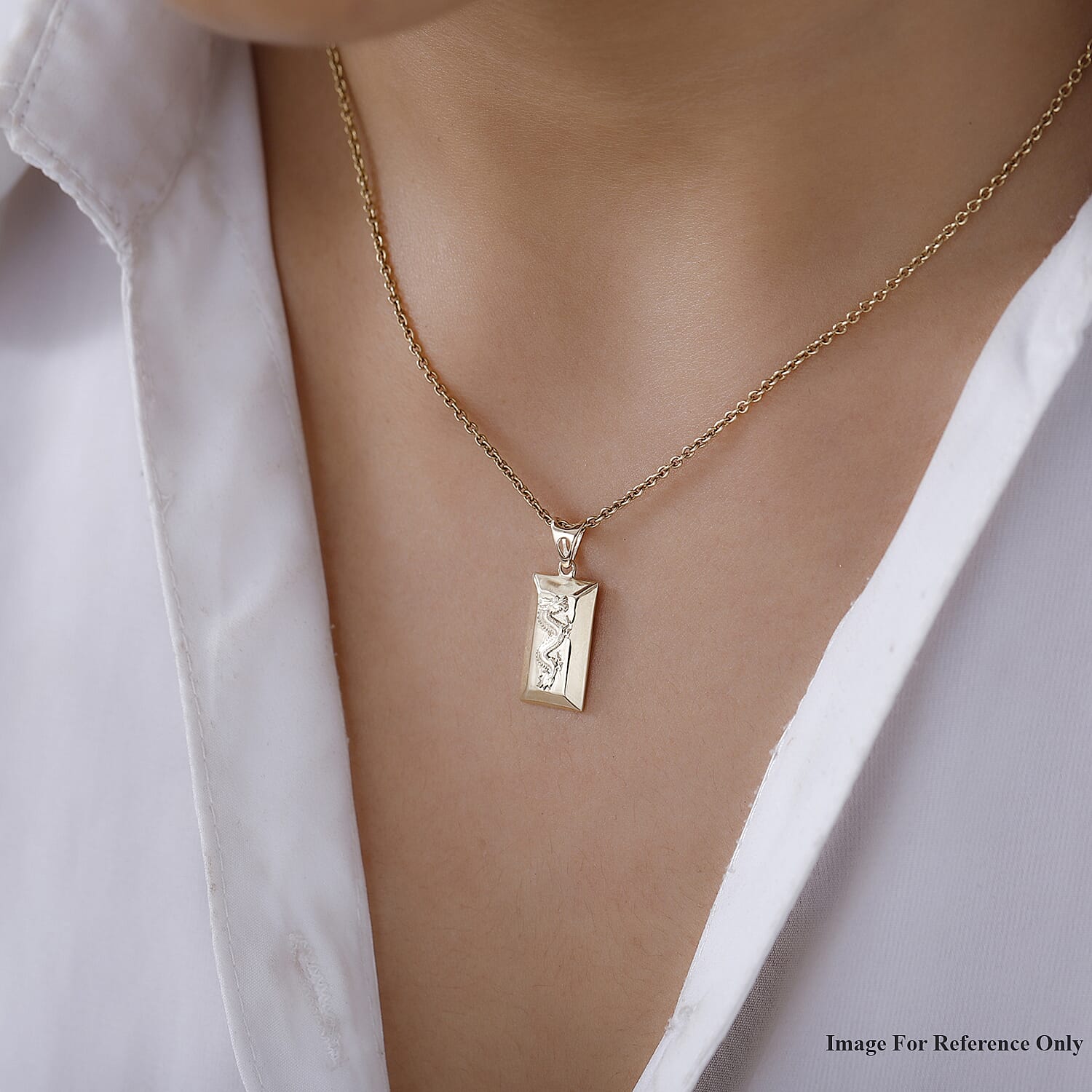 9K Yellow Gold Dragon Bar Pendant