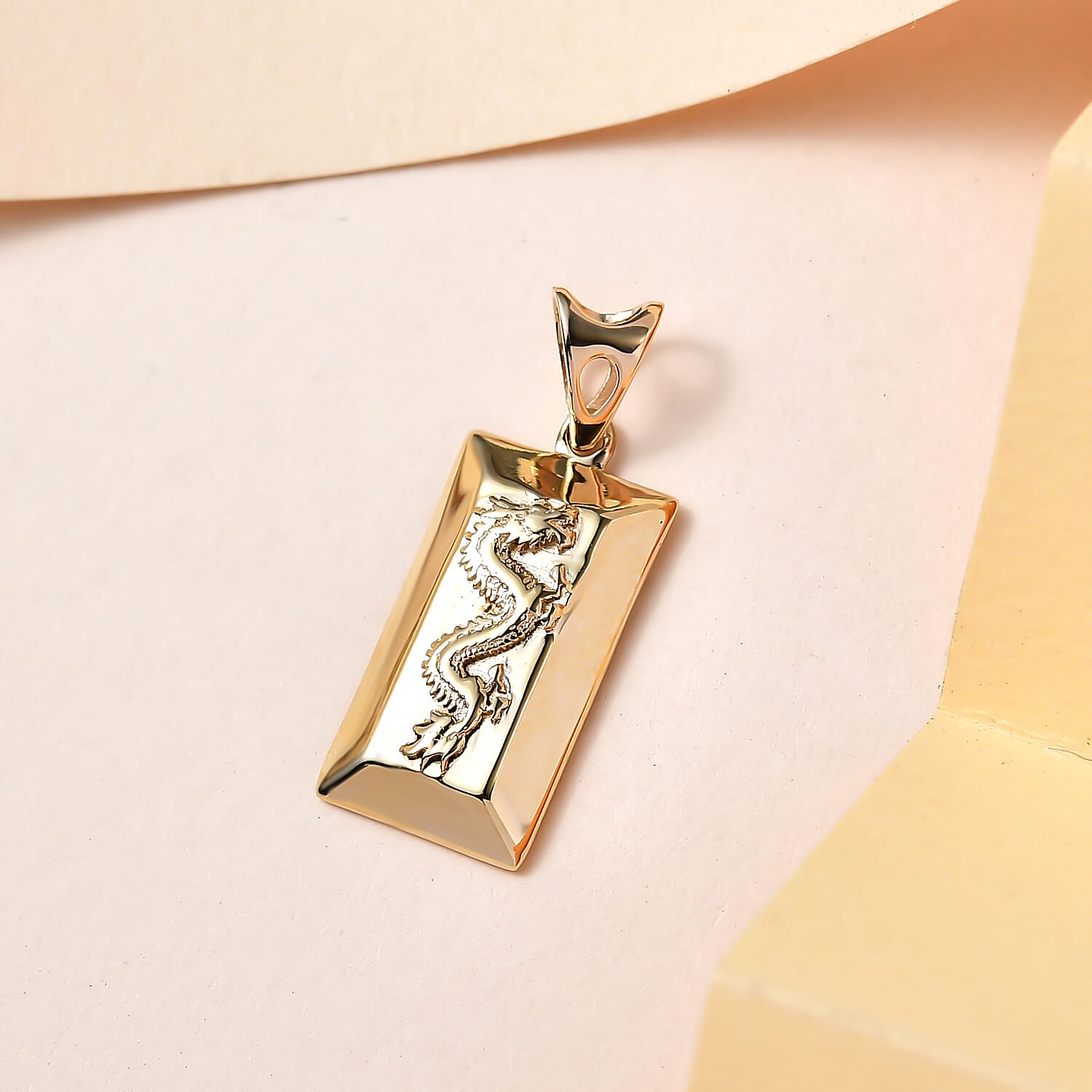 9K Yellow Gold Dragon Bar Pendant