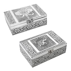 Butterfly Jewellery Box (Size 20x13x7 cm) - Silver & Red