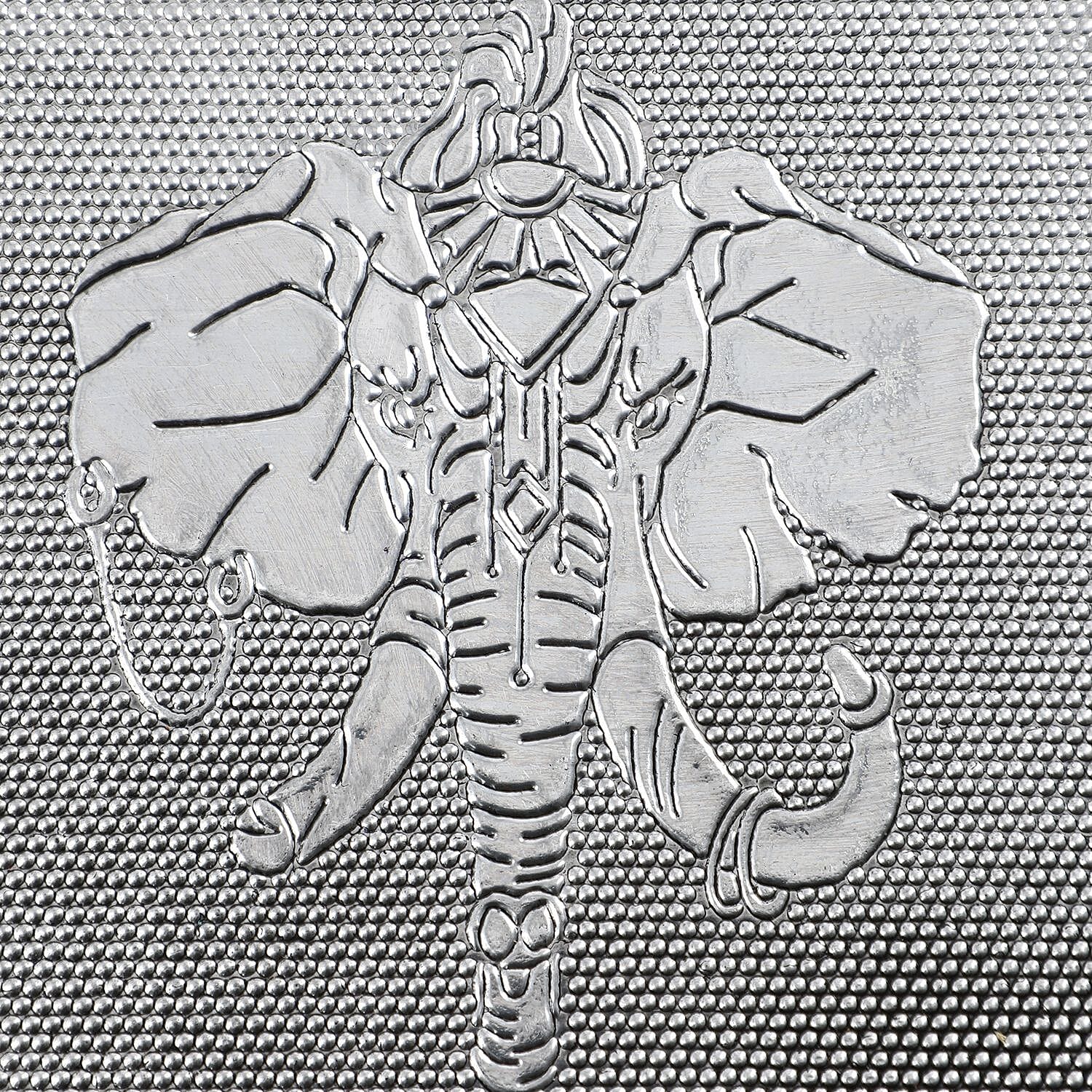 Set of 2 - Elephant Embossed Handcrafted Aluminium Jewellery Box (Size 20x13x7 cm & 16x10x5 Cm) - Silver & Red