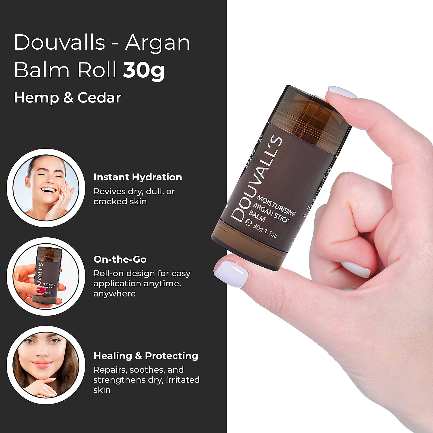 Douvalls - Argan Balm Roll 30g - Hemp - Cedar