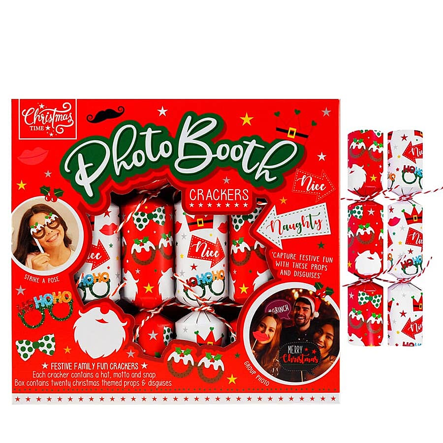 Photo Booth Crackers Game with Christmas Theme Selfie Props