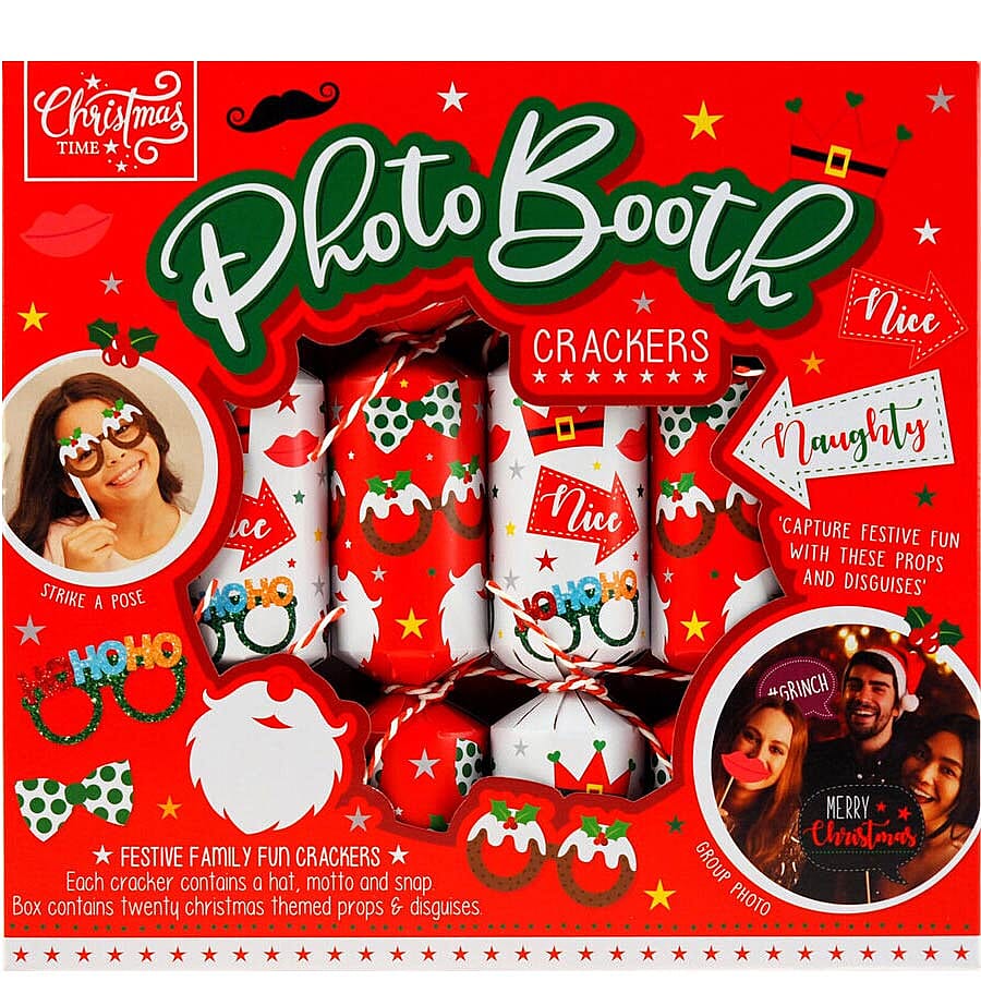 Photo Booth Crackers Game with Christmas Theme Selfie Props