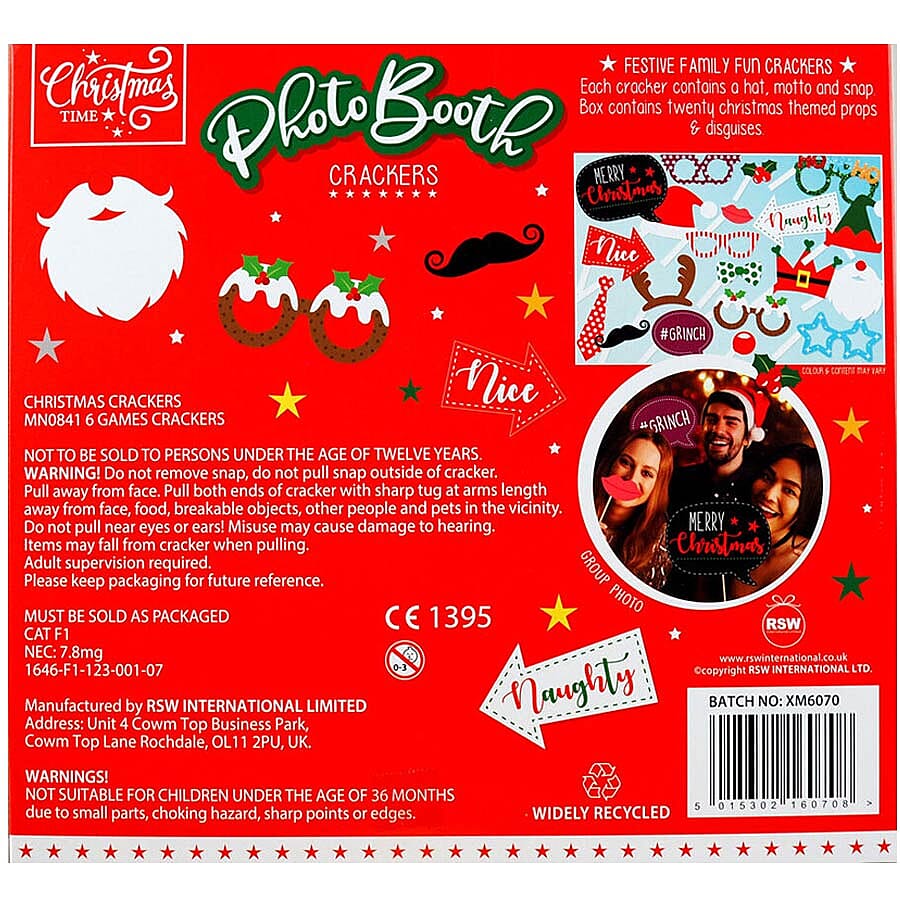 Photo Booth Crackers Game with Christmas Theme Selfie Props
