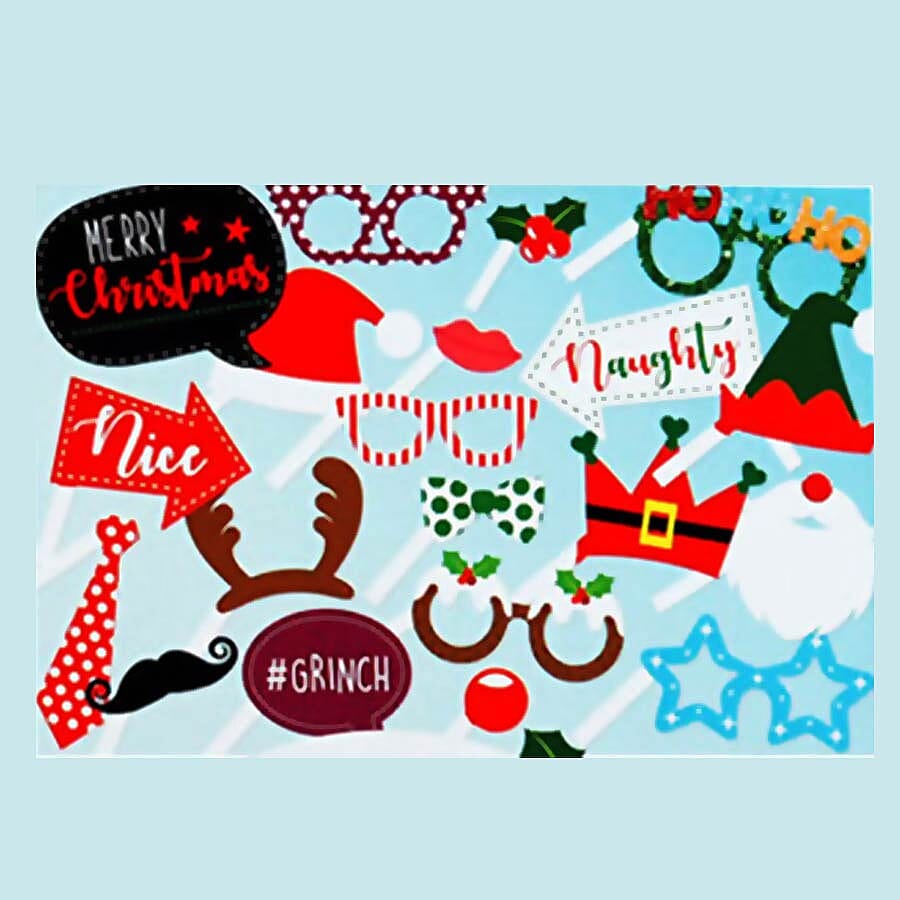 Photo Booth Crackers Game with Christmas Theme Selfie Props