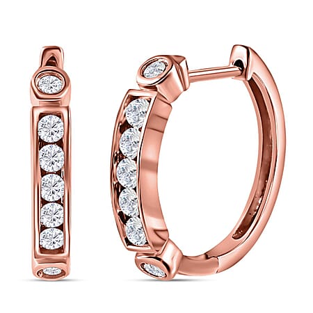 Moissanite Hoop Earrings in 18K Vermeil Rose Gold Plated Sterling Silver