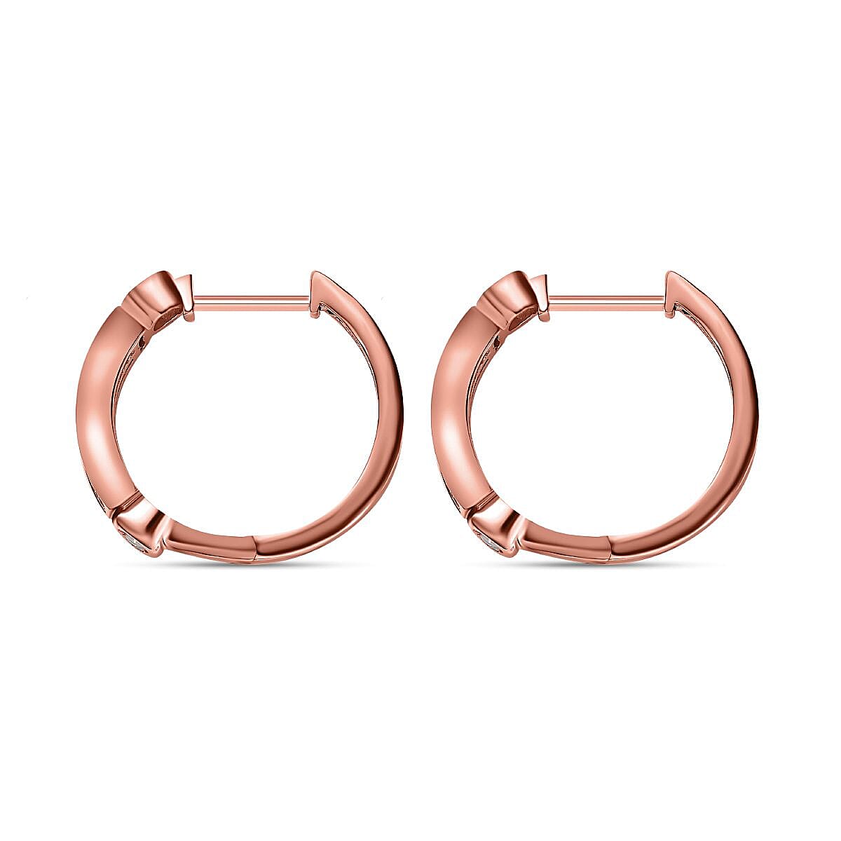 Moissanite Hoop Earrings in 18K Vermeil Rose Gold Plated Sterling Silver