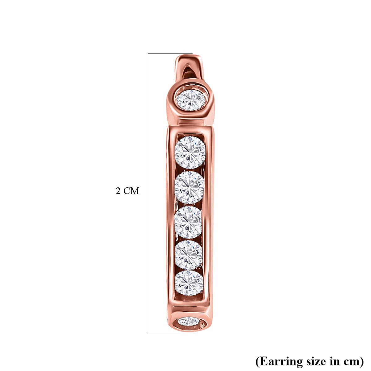 Moissanite Hoop Earrings in 18K Vermeil Rose Gold Plated Sterling Silver