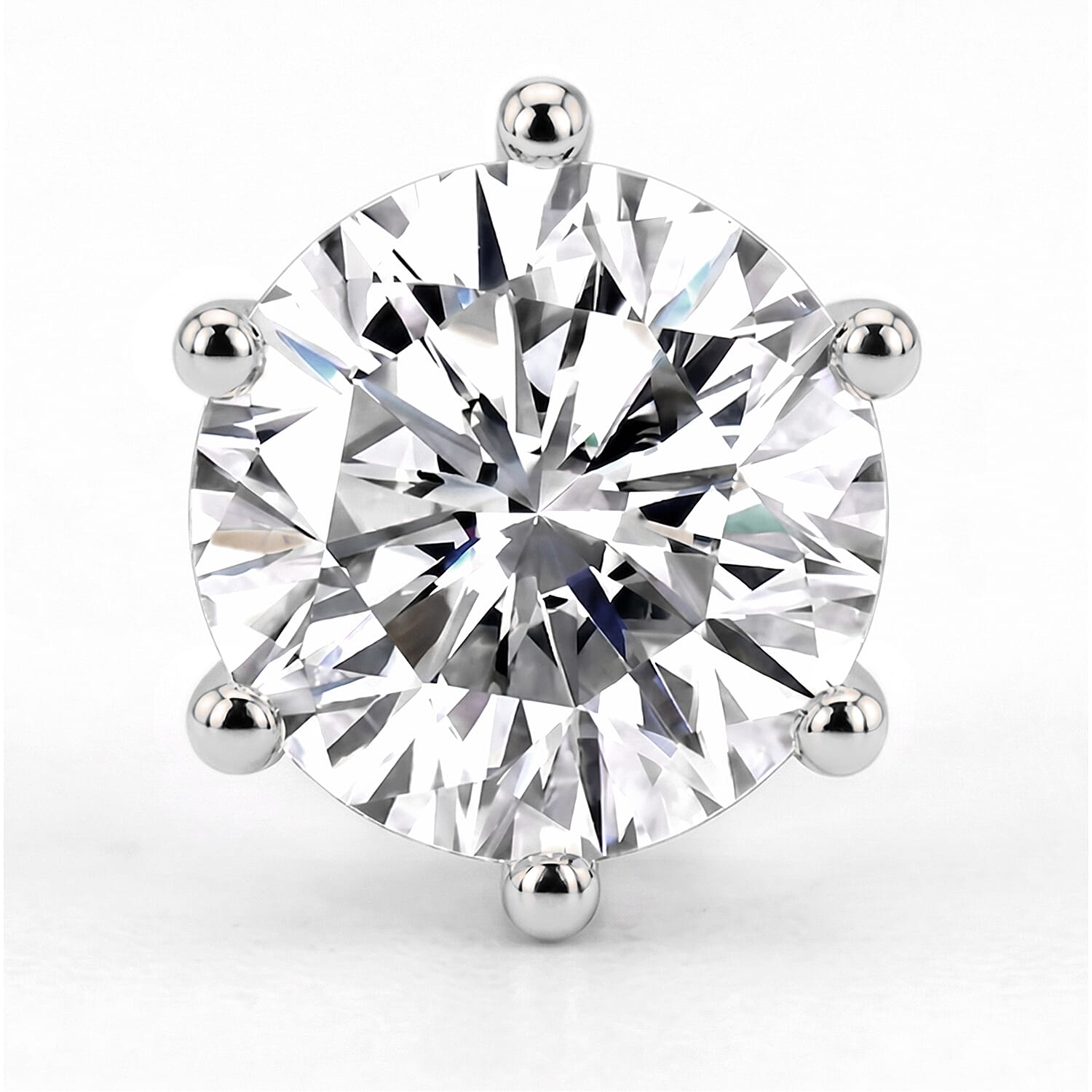 D'Joy Moissanite Stud Earring with Push Back in Platinum Overlay Sterling Silver 1.89 Ct.