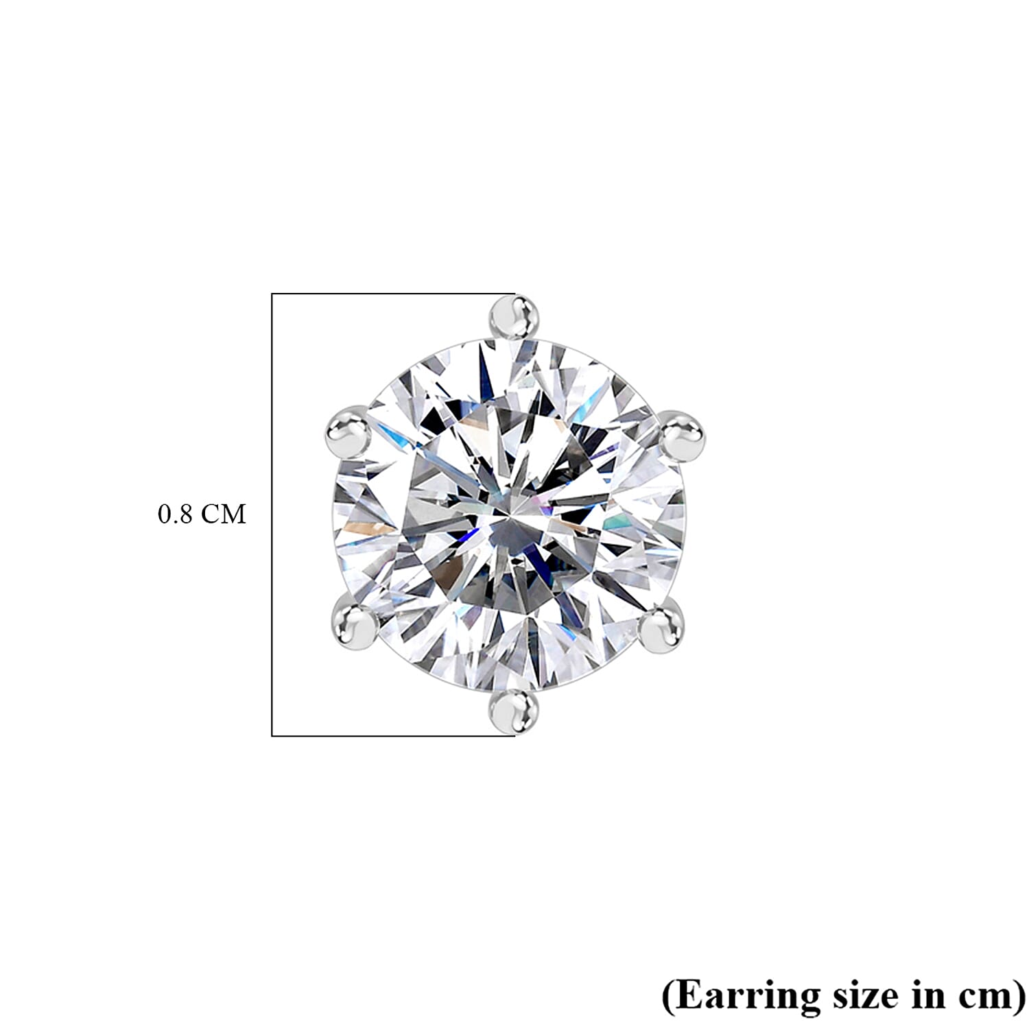 D'Joy Moissanite Stud Earring with Push Back in Platinum Overlay Sterling Silver 1.89 Ct.