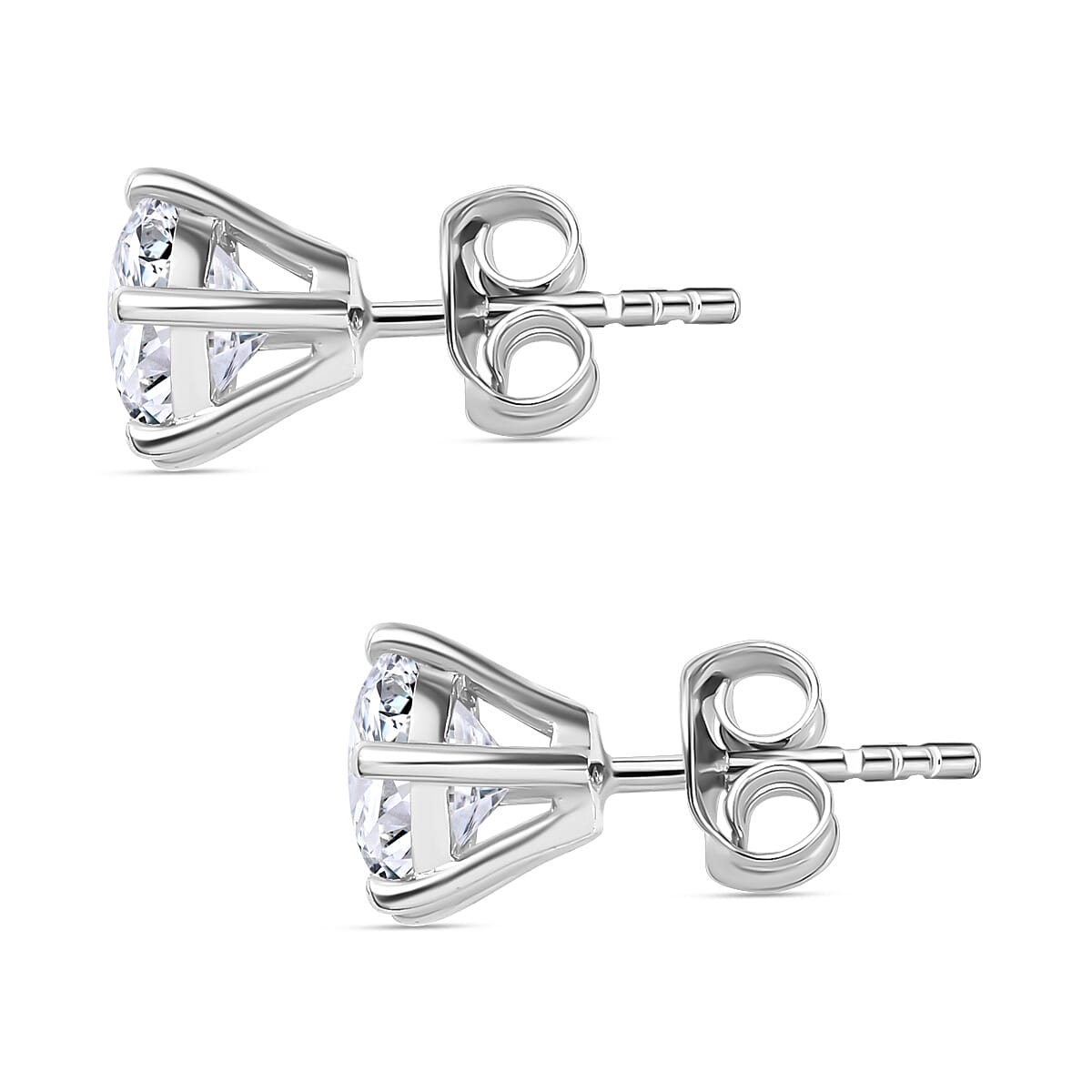 Moissanite Stud Earrings in Platinum Overlay Sterling Silver 1.86 Ct.