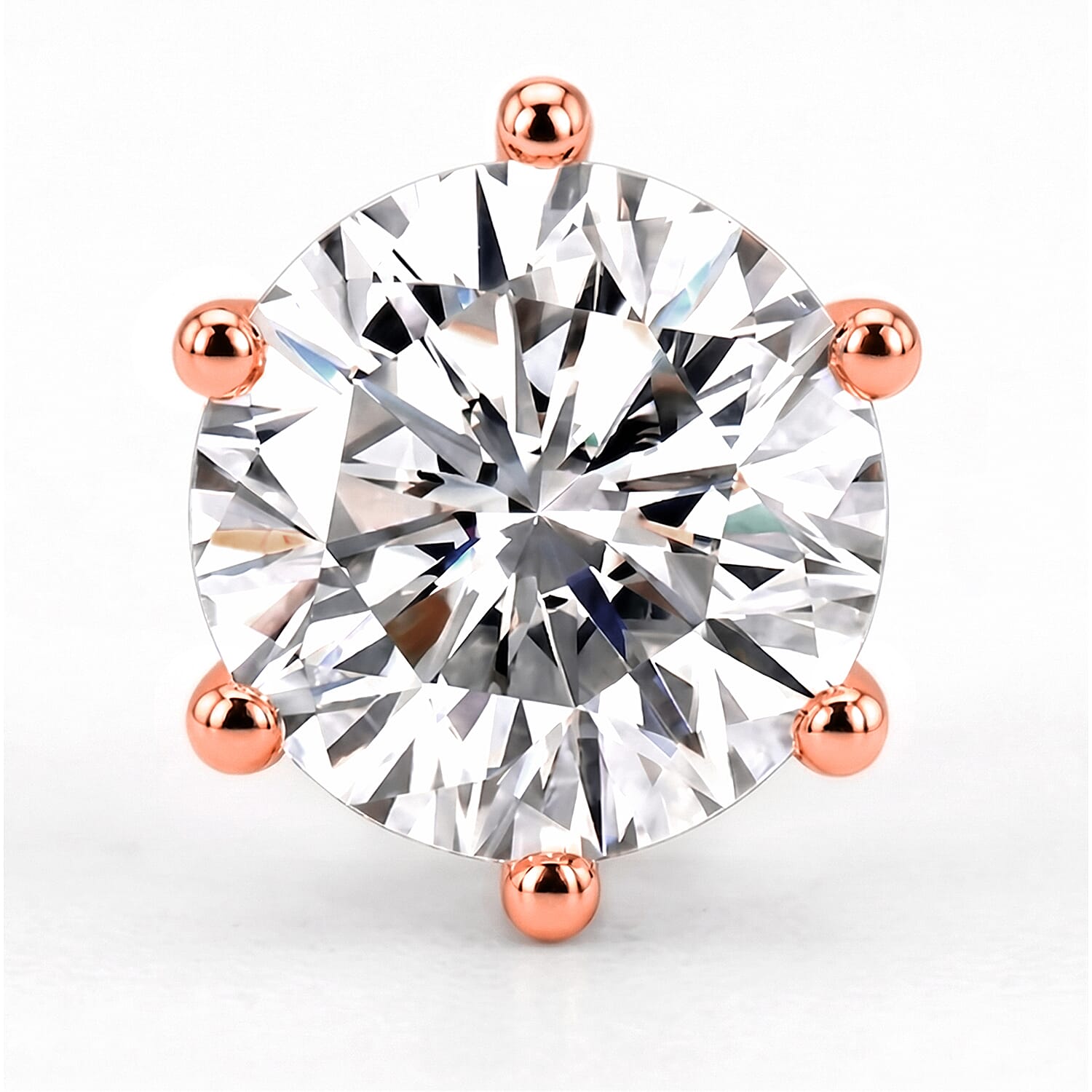 D'Joy Moissanite Stud Earring with Push Back in 18K Vermeil Rose Gold Plated Sterling Silver 1.89 Ct.