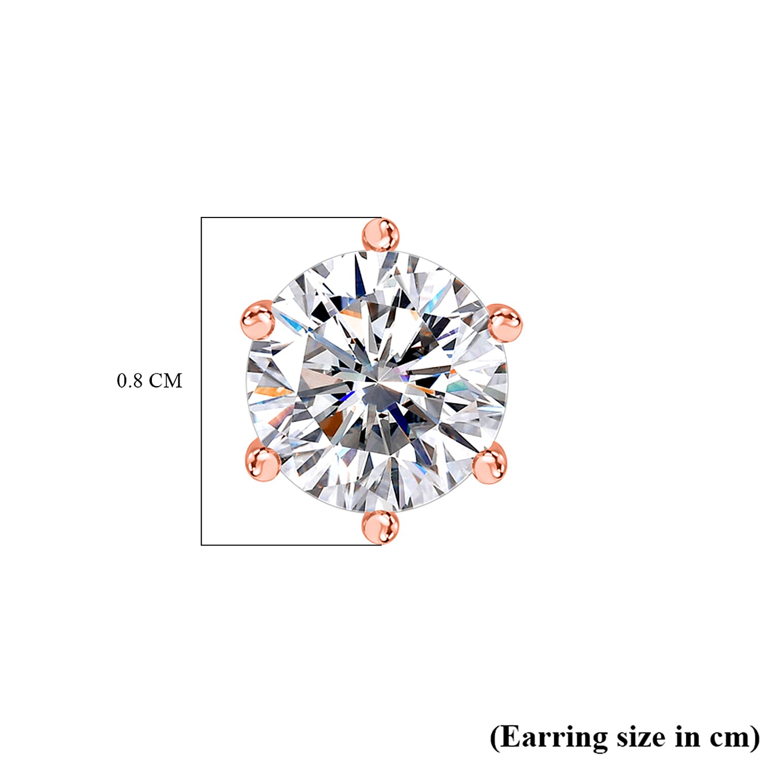 D'Joy Moissanite Stud Earring with Push Back in 18K Vermeil Rose Gold Plated Sterling Silver 1.89 Ct.