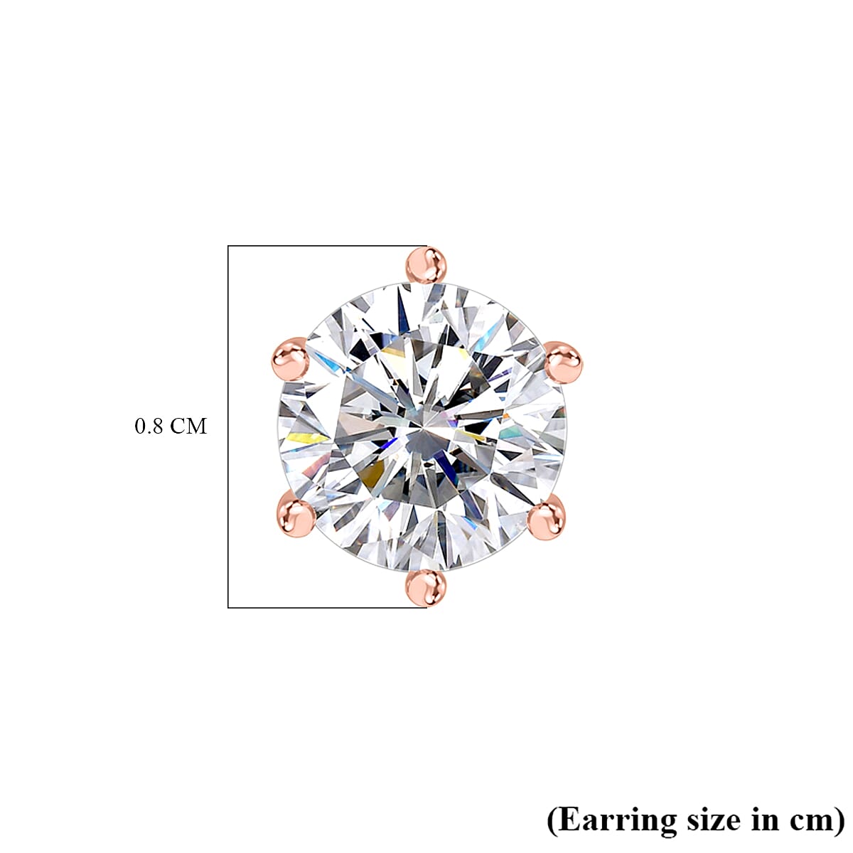 Moissanite Stud Earrings in 18K Vermeil Rose Gold Plated Sterling Silver 1.90 Ct.