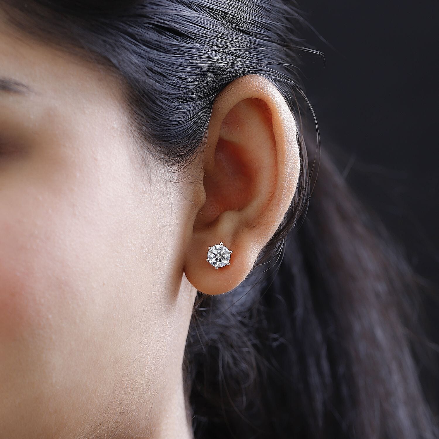 Moissanite Stud Earrings in 18K Vermeil Rose Gold Plated Sterling Silver 1.90 Ct.