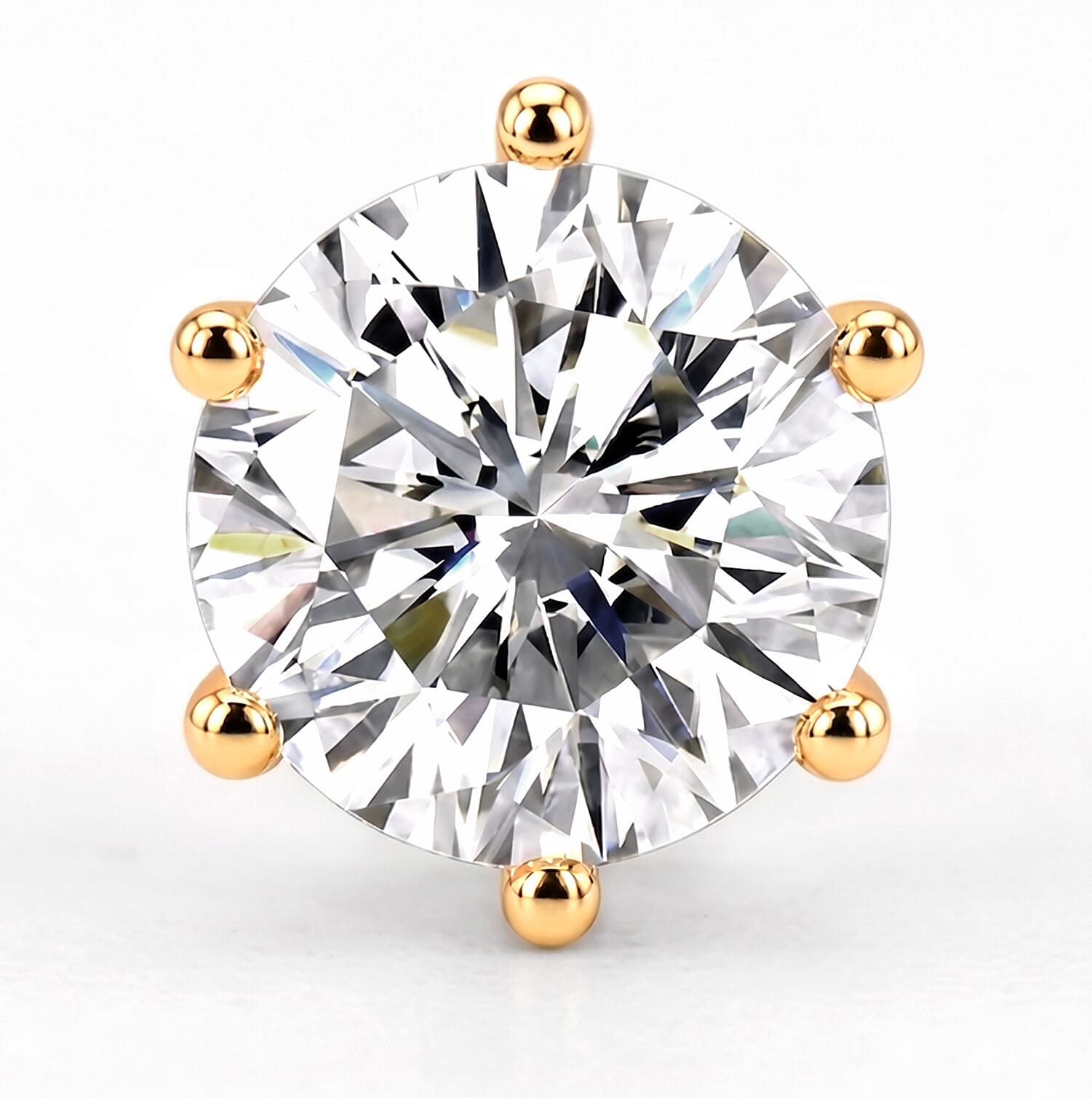 Moissanite Stud Earring with Push Back in 18K Vermeil Yellow Gold Plated Sterling Silver 1.89 Ct.