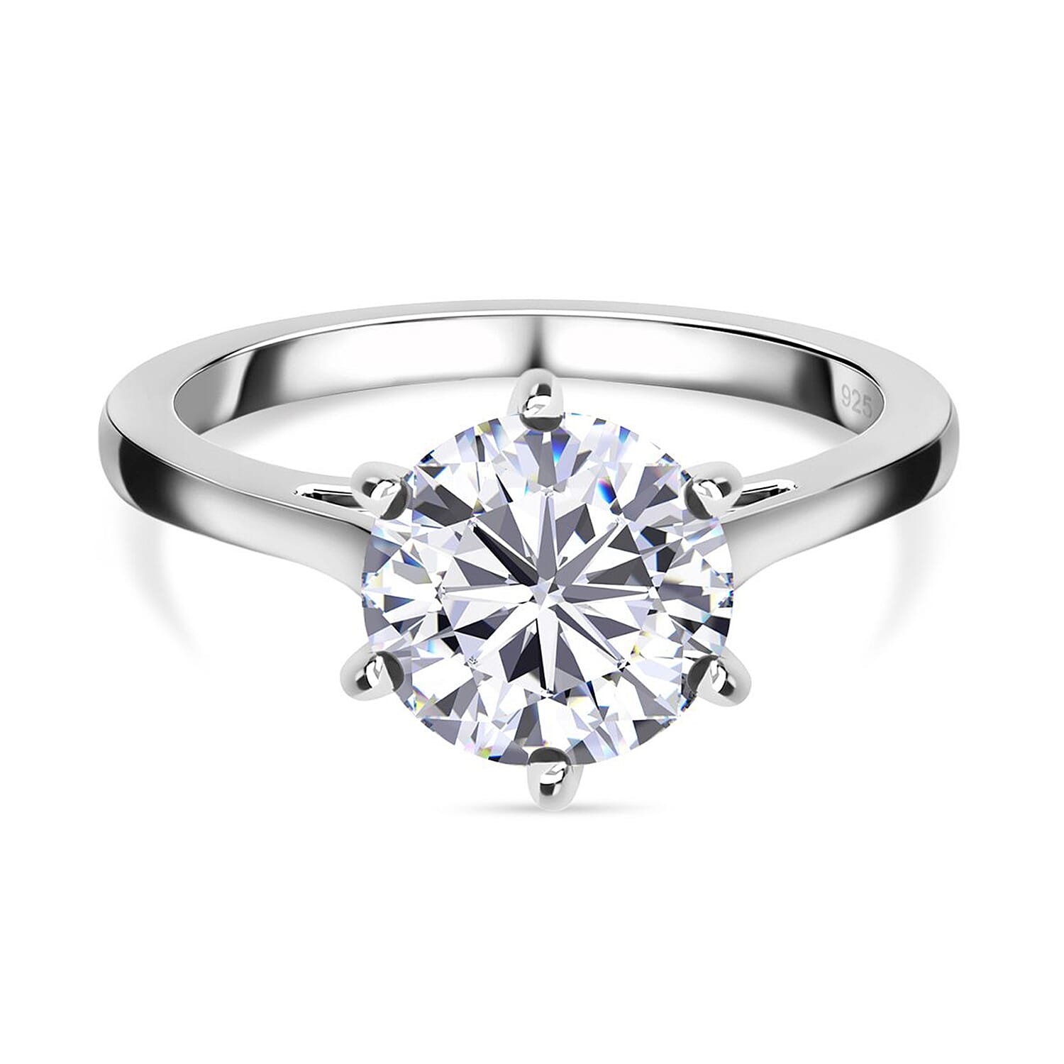 Moissanite Solitaire Ring in Sterling Silver 2.00 ct 1.767 Ct.