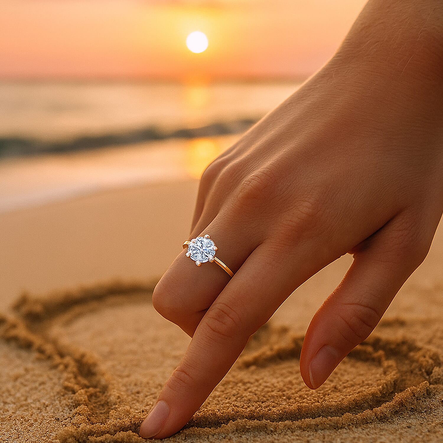 Moissanite Solitaire Ring in Sterling Silver 2.00 ct 1.767 Ct.