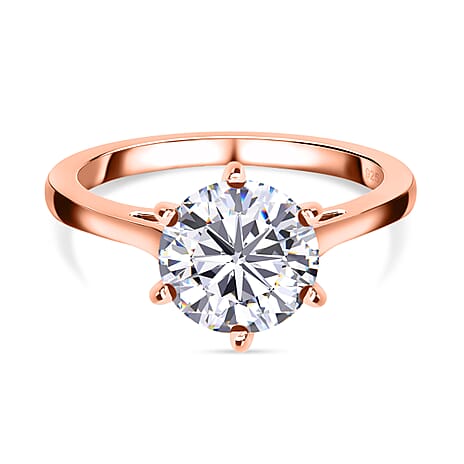 Moissanite  Solitaire Ring in Vermeil RG Sterling Silver 2.00 ct  1.767  Ct.
