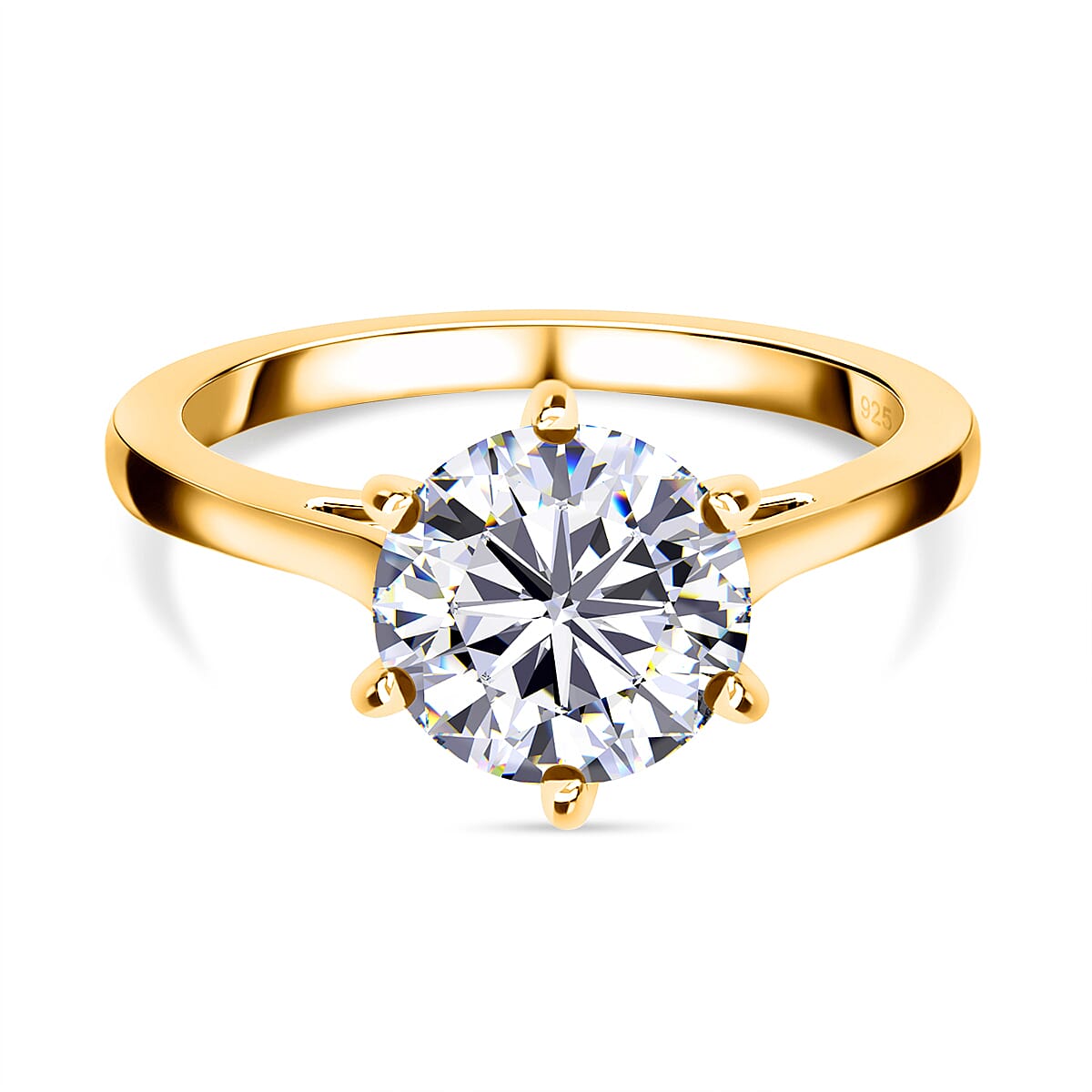 D'Joy 2 Ct. Moissanite Round-Cut Solitaire Ring in Sterling Silver
