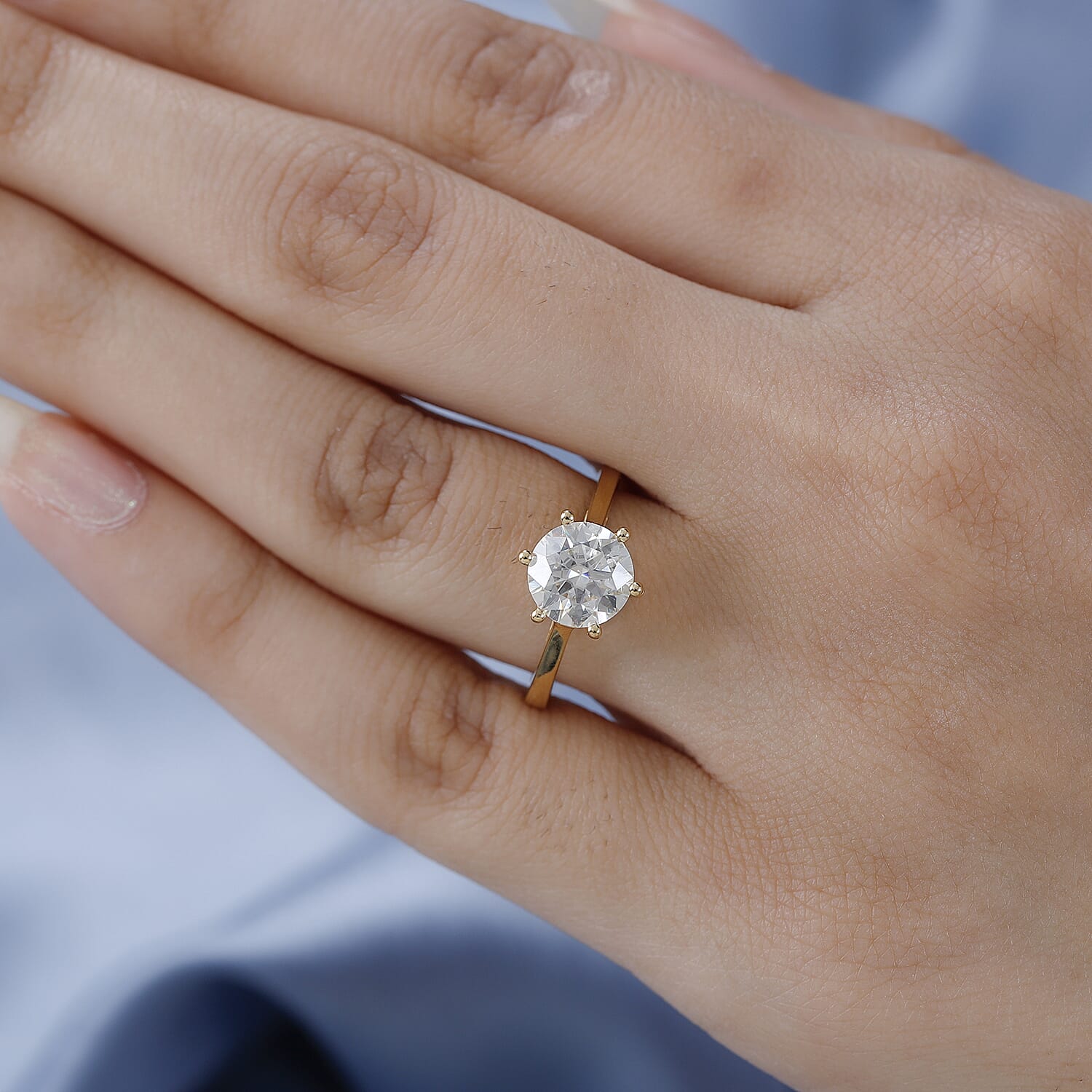 D'Joy 2 Ct. Moissanite Round-Cut Solitaire Ring in Sterling Silver