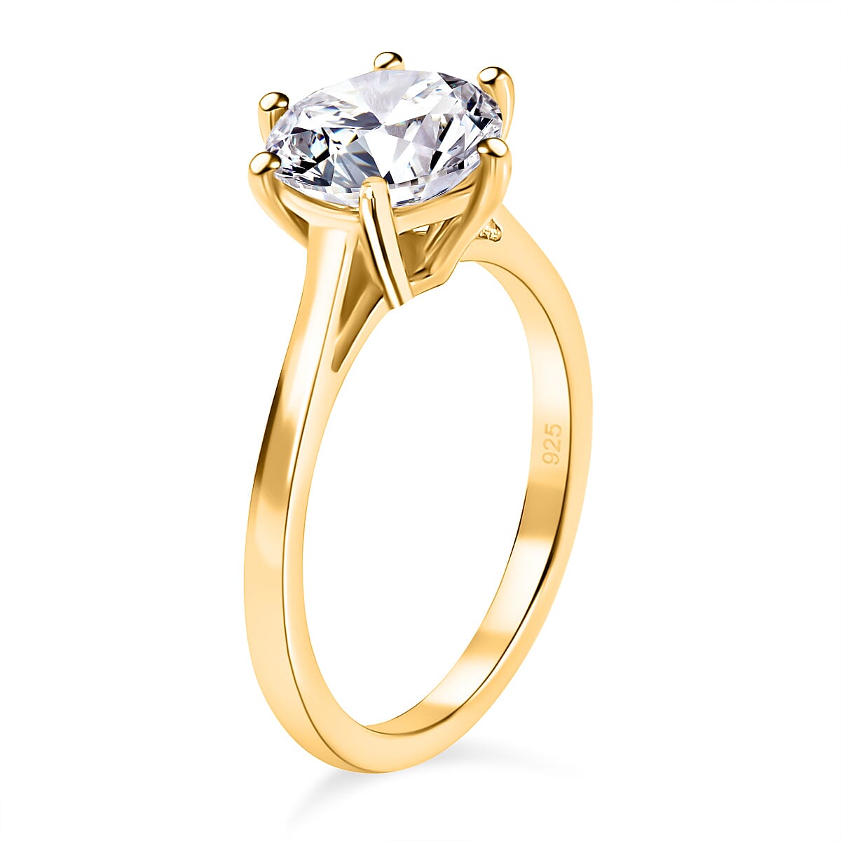 D'Joy 2 Ct. Moissanite Round-Cut Solitaire Ring in Sterling Silver