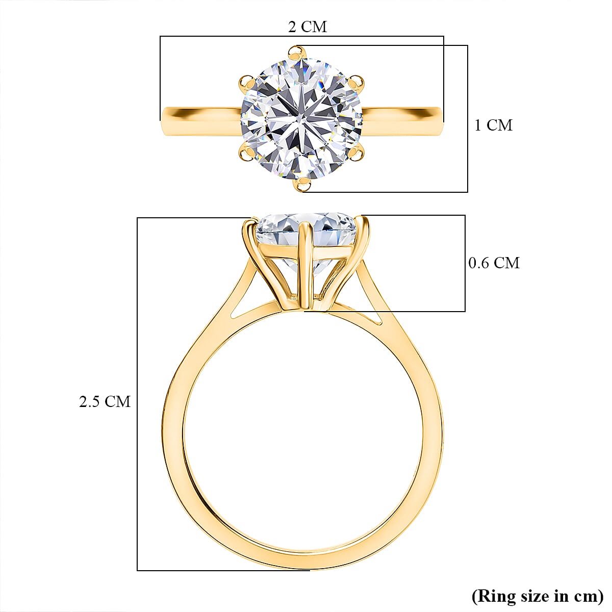 D'Joy 2 Ct. Moissanite Round-Cut Solitaire Ring in Sterling Silver