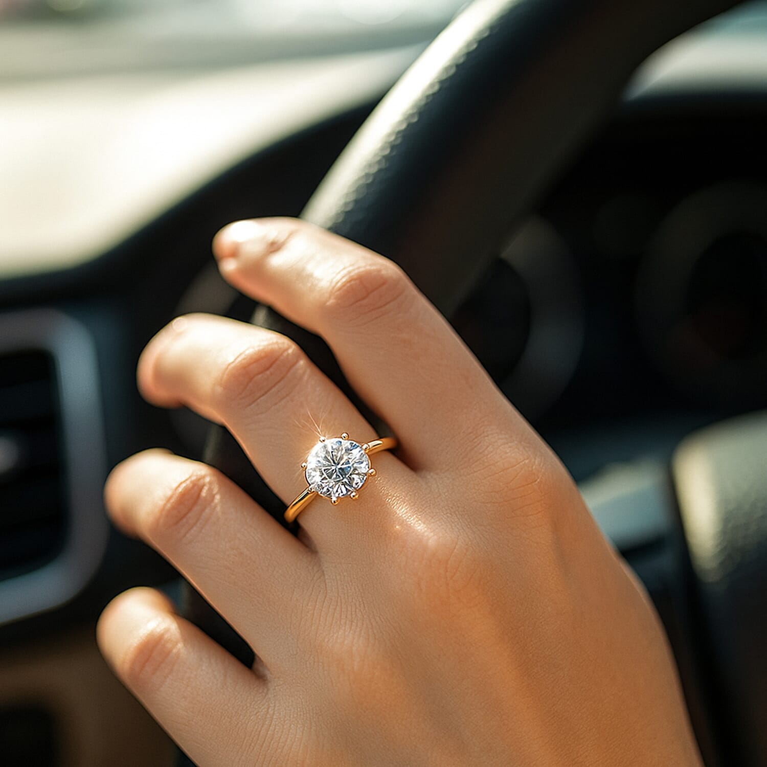 Moissanite Solitaire Ring in Sterling Silver 2.00 ct 1.767 Ct.