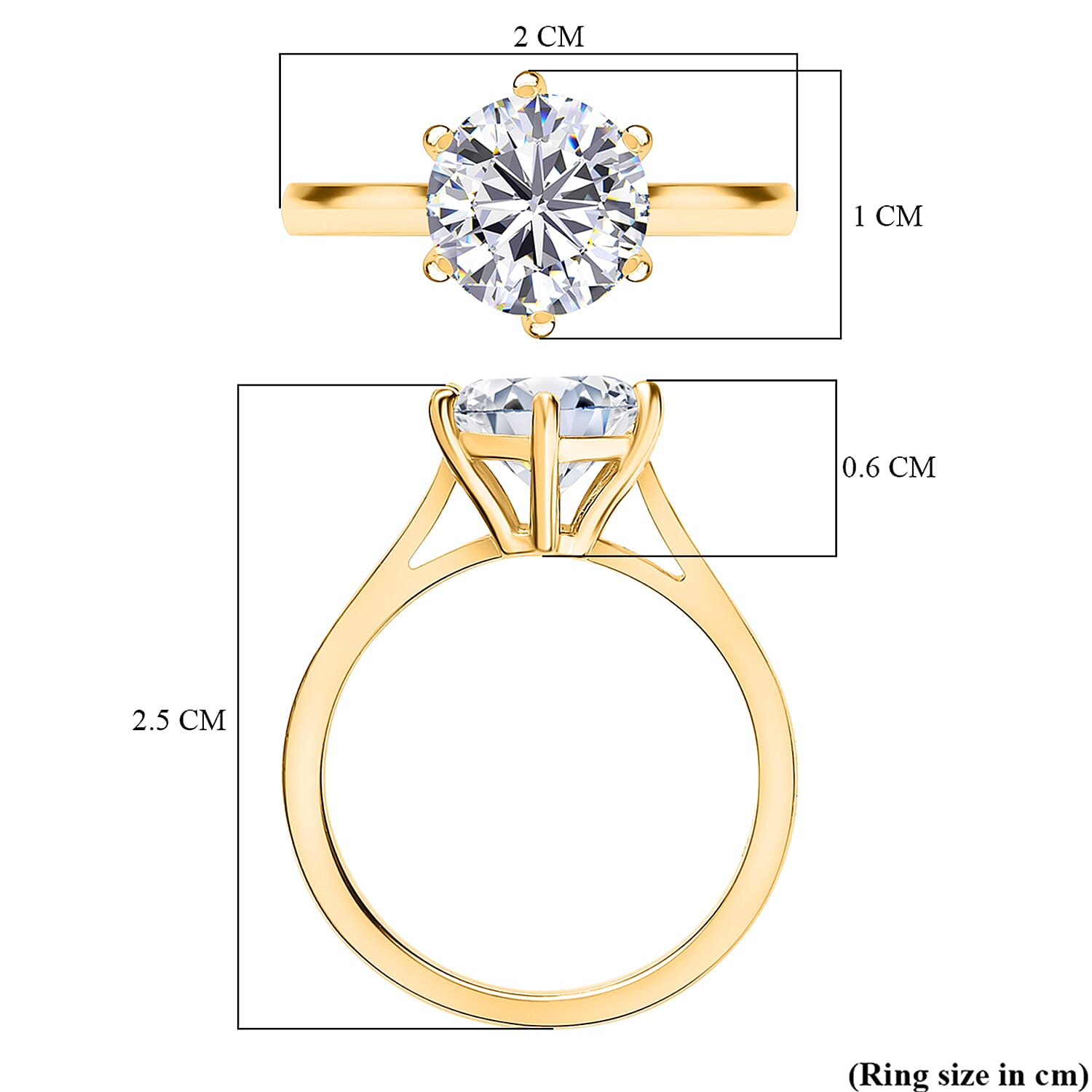 Moissanite Solitaire Ring in Sterling Silver 2.00 ct 1.767 Ct.