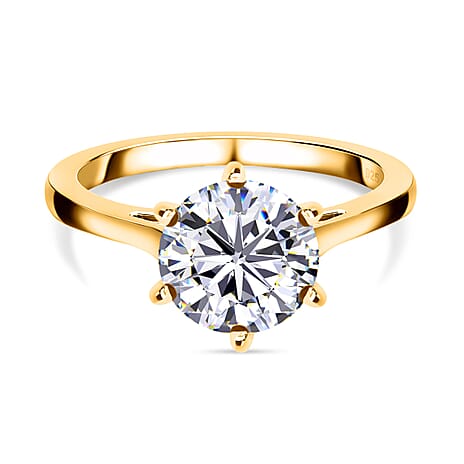 Moissanite Solitaire Ring in Vermeil YG Sterling Silver 2.00 ct 1.767 Ct. Moissanite Solitaire Ring in Vermeil YG Sterling Silver 2.00 ct 1.767 Ct.